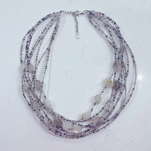 PEYOTE BIRD STERLING SILVER SEMI PRECIOUS STONE SEED BEAD 8 STRAND NECKLACE